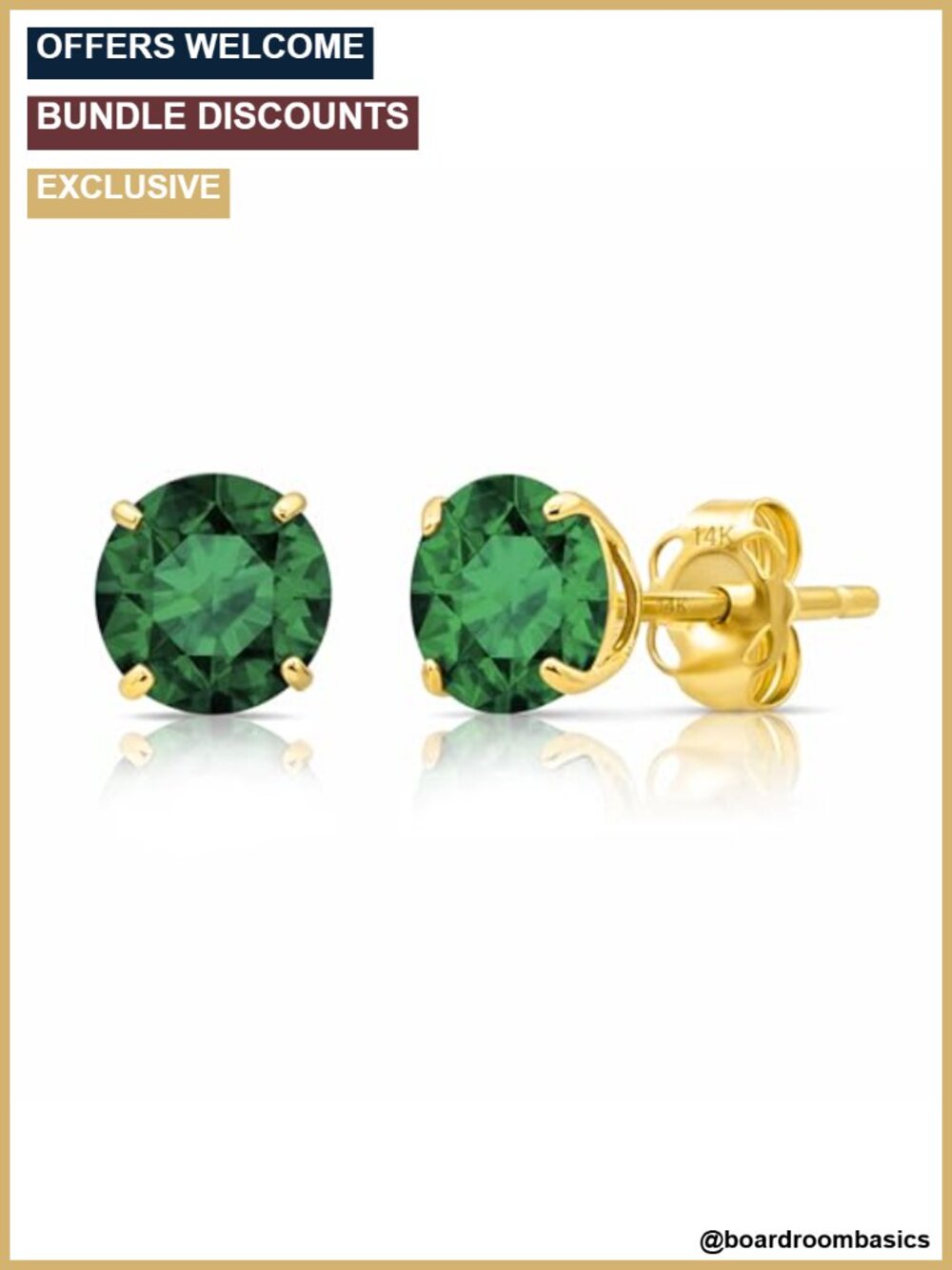 14k Gold 6MM Round Solitaire Birthstone Stud Earrings